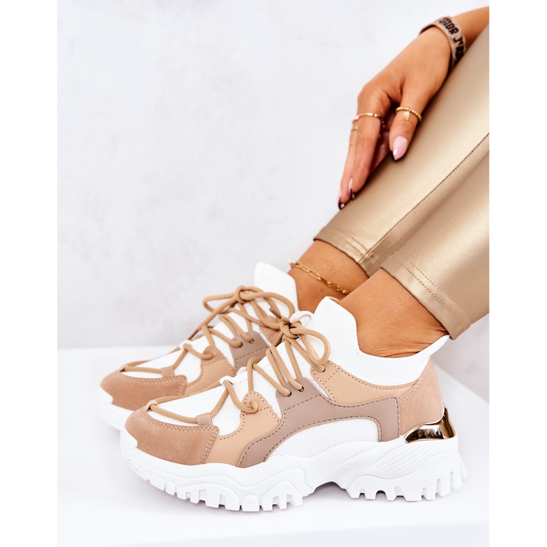 FS2 Sportske cipele Tenisice Čarape Bež i bijela Colleen 1