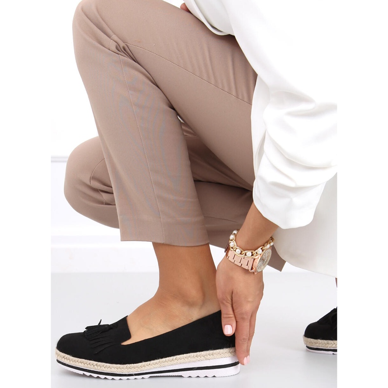 Ženske loaferice, espadrile Hilma Black crna 2