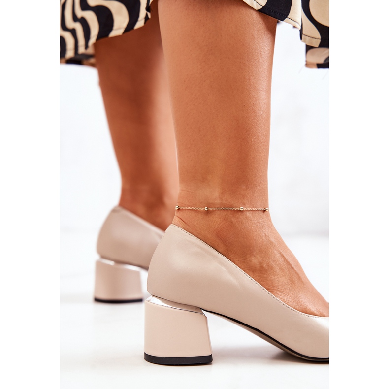 PA2 Kožne cipele na papuče u špic bež boji Marilyn 1