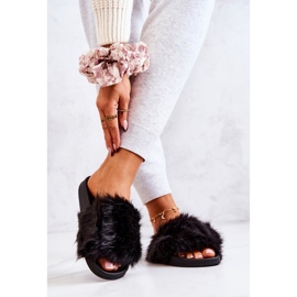 Papuče s krznom, gumeni crni Pollie crna 2