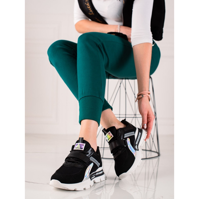 TRENDI Sportske tenisice s čičak trakom crna 1