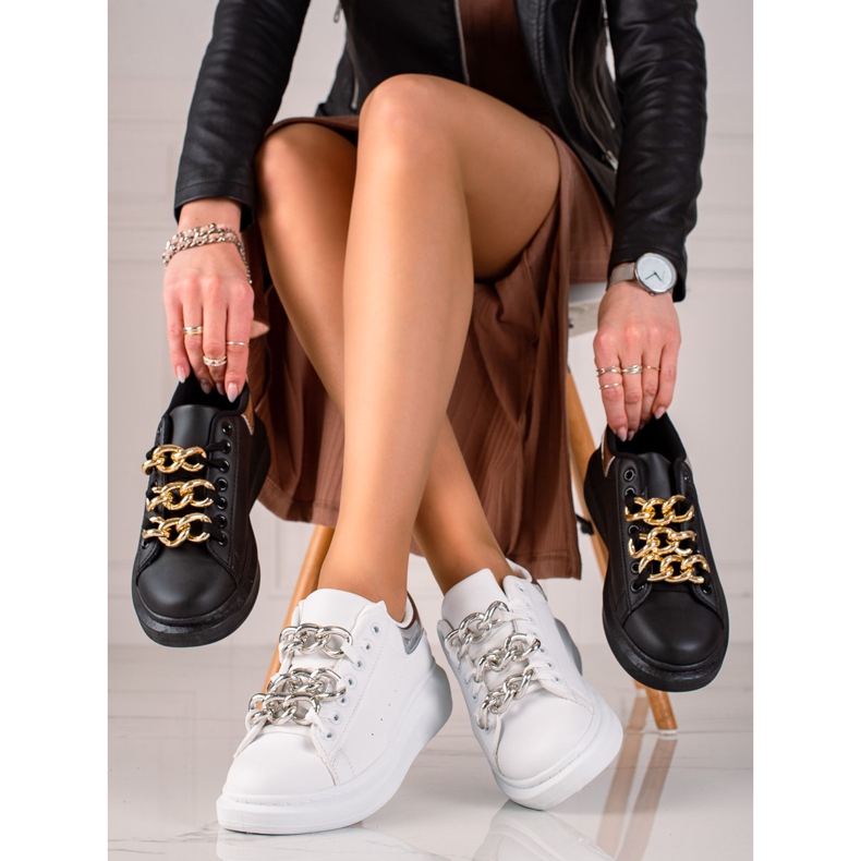 TRENDI Modne cipele s lančićem bijela 1