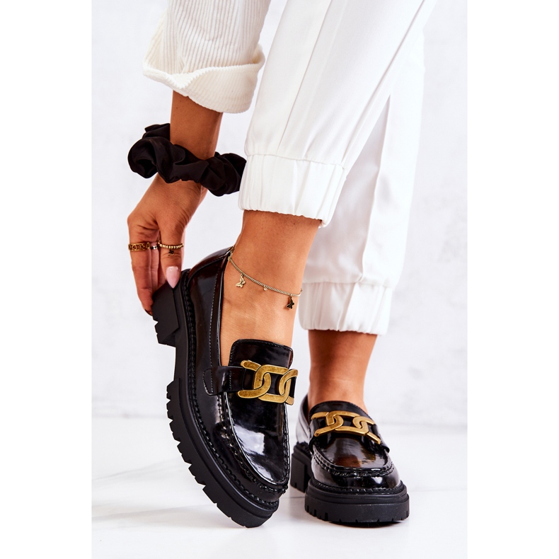 PL5 Lakirane mokasinke s La.Fi ukrasom Crna Laurene 2