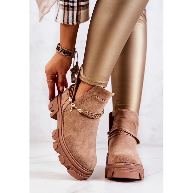 PS1 Radničke čizme od antilopa s prugama Bež Moriah smeđa 2