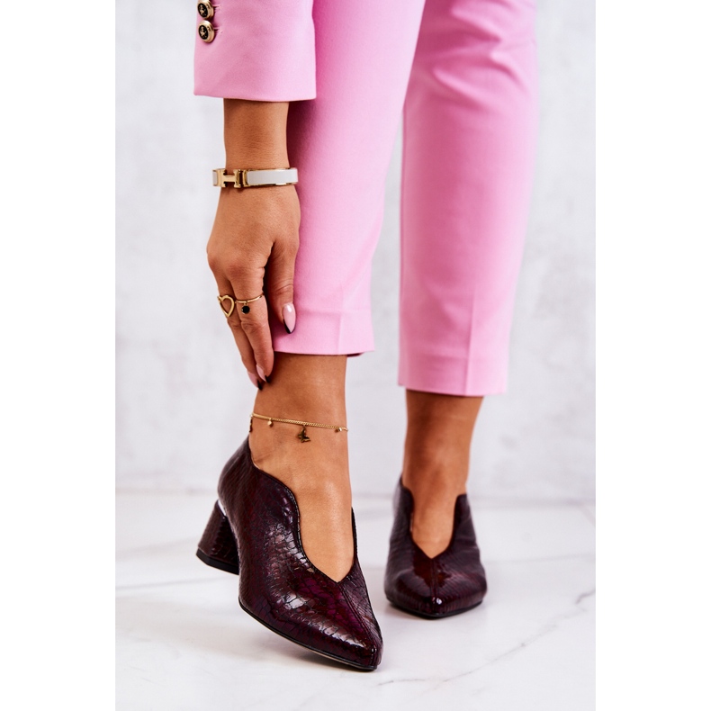 PA2 Kožne cipele od zmijske kože bordo Alissa crvena višebojan 1