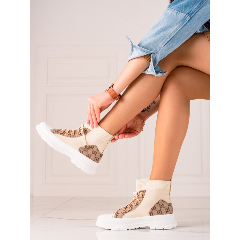 TRENDI Visoke sportske cipele bež smeđa 1