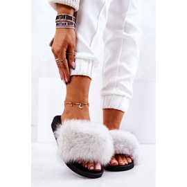 FM1 Papuče s prirodnim krznom Bijeli Naturis bijela 2