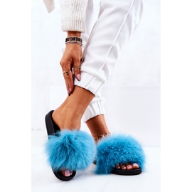 FM1 Plave Naturis papuče od prirodnog krzna plava 2