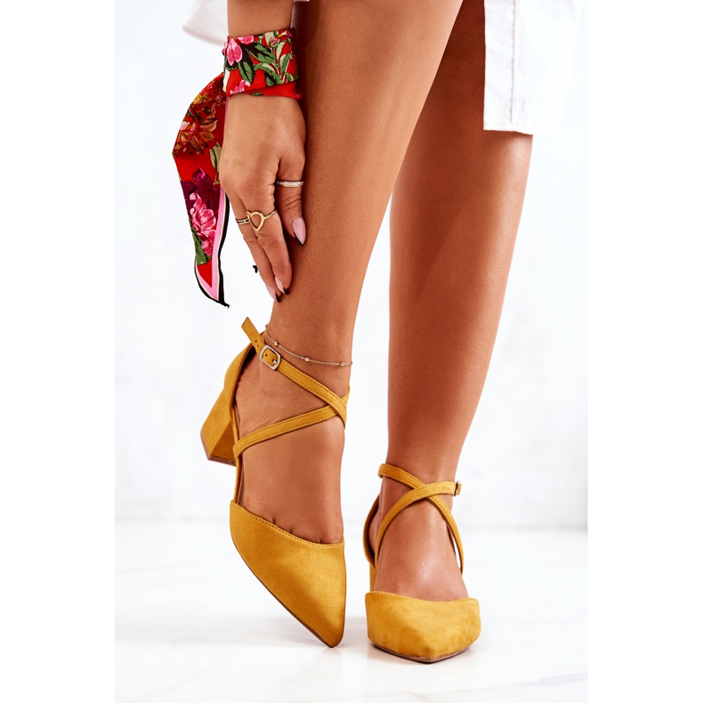 PS1 Suede pumpe na šanku u špic žutom Shelleyu žuta boja 1