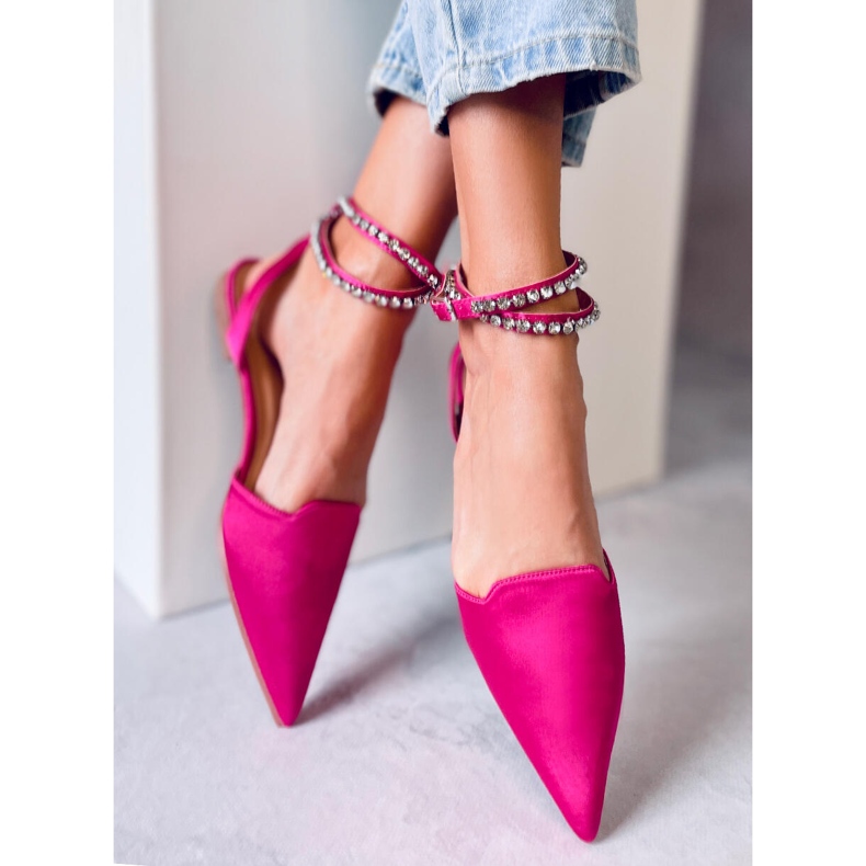 Elegantne balerine s kamenjem Dust Fuchsia ružičasta 1
