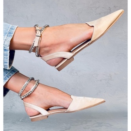 Elegantne balerine s kamenjem Dust Champagne bež 1