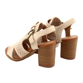 Beige Openwork Women's Evento sandale 21SD35-3581 bež 2