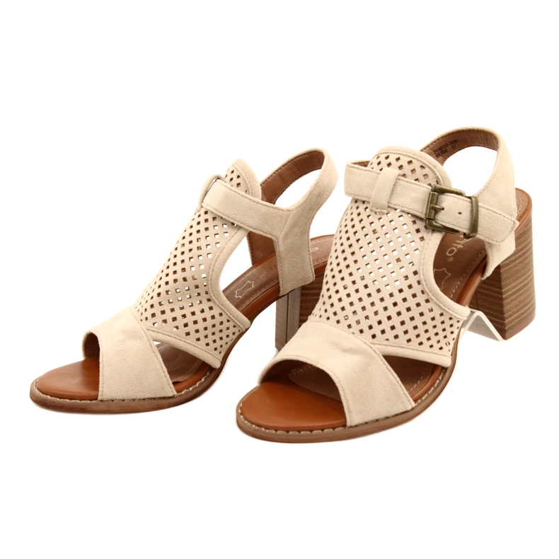 Beige Openwork Women's Evento sandale 21SD35-3581 bež 4