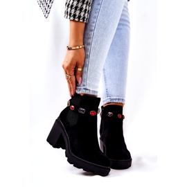 SEA Ženske čizme na petu s kristalima Black Macbeth crno 3