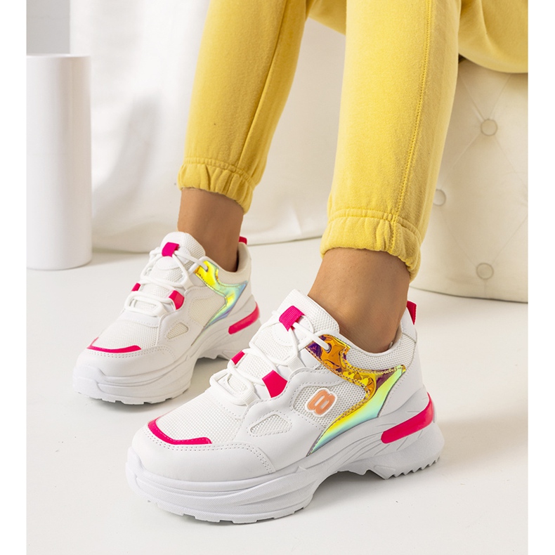 Bijele i ružičaste tenisice s Going holografskim umetcima bijela ružičasta 1