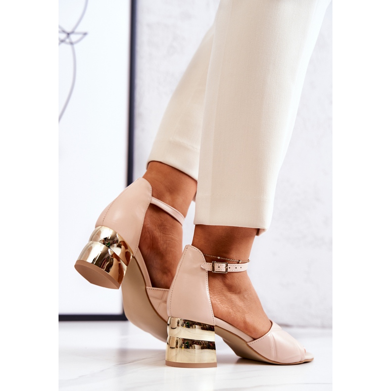 Lewski Shoes Kožne sandale na traci Lewski 3027 bež zlatni 1