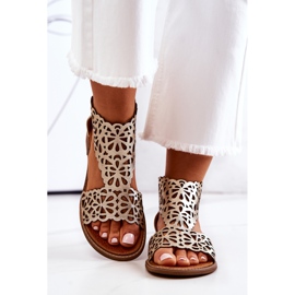 Lewski Shoes Kožne ažurne sandale Lewski 2699/2 zlatne zlatni 1