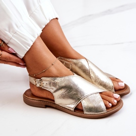 Lewski Shoes Kožne sandale Lewski 3019 Zlatne zlatni 1