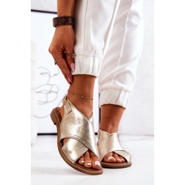 Lewski Shoes Kožne sandale Lewski 3019 Zlatne zlatna 2