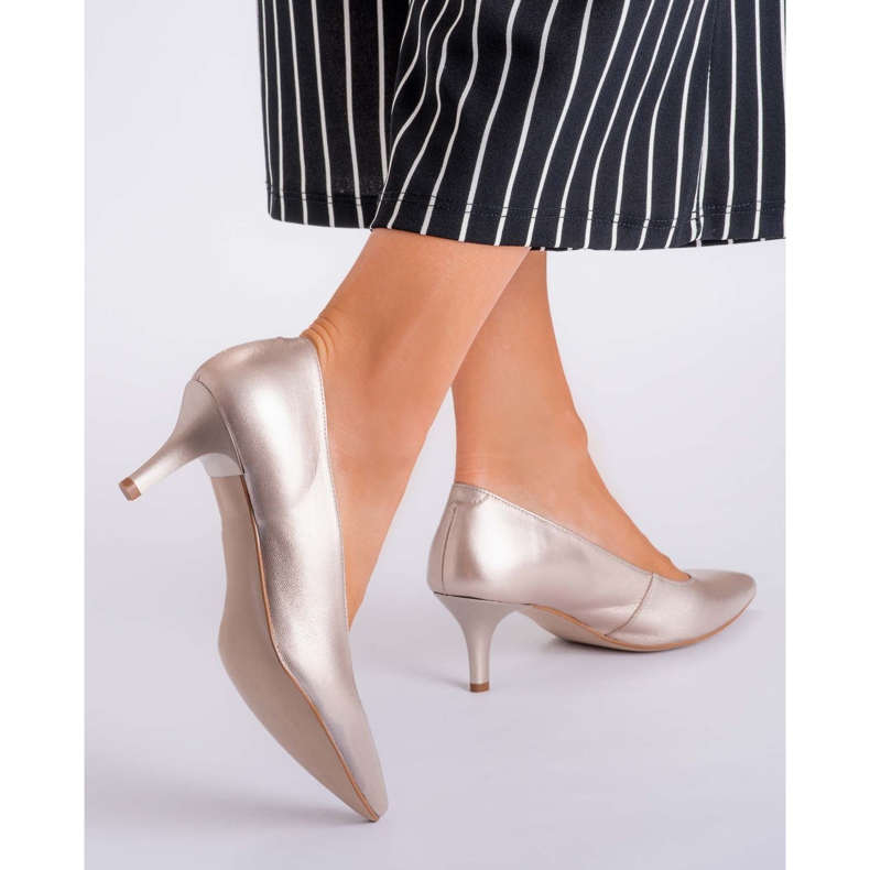 Marco Shoes Udobni i klasični 1039P platinasti štikli s niskim potpeticama zlatni 2