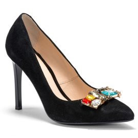 Marco Shoes 1057P crni klinovi s velikim kamenjem crna 2