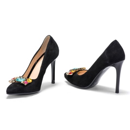 Marco Shoes 1057P crni klinovi s velikim kamenjem crna 1