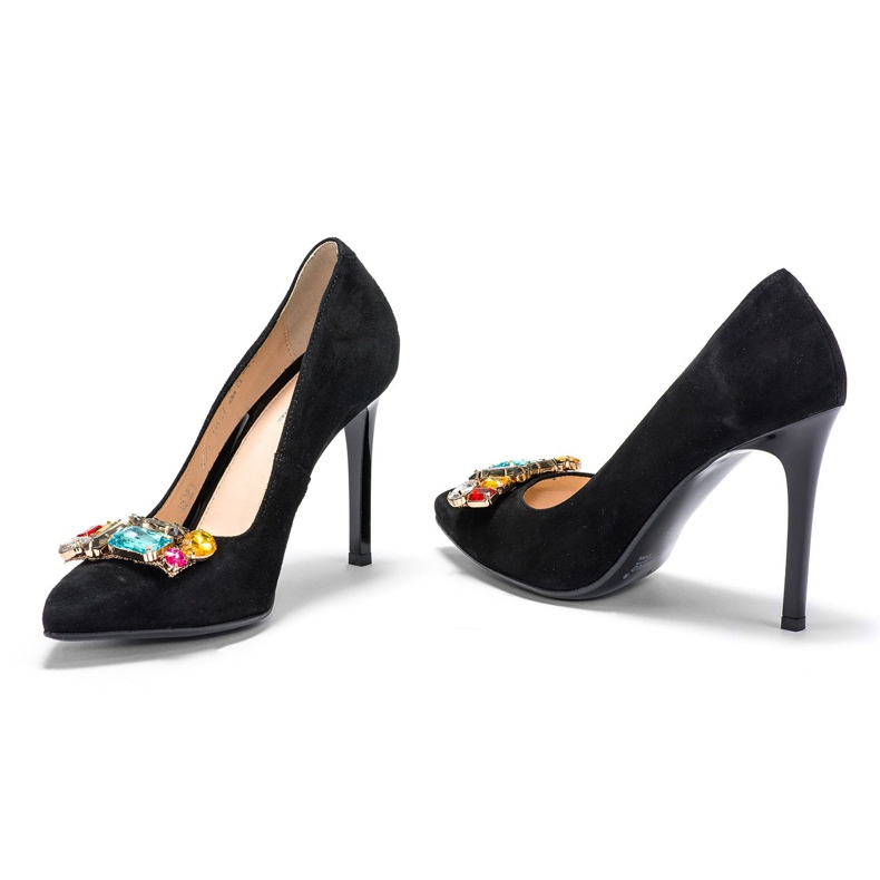 Marco Shoes 1057P crni klinovi s velikim kamenjem crna 1