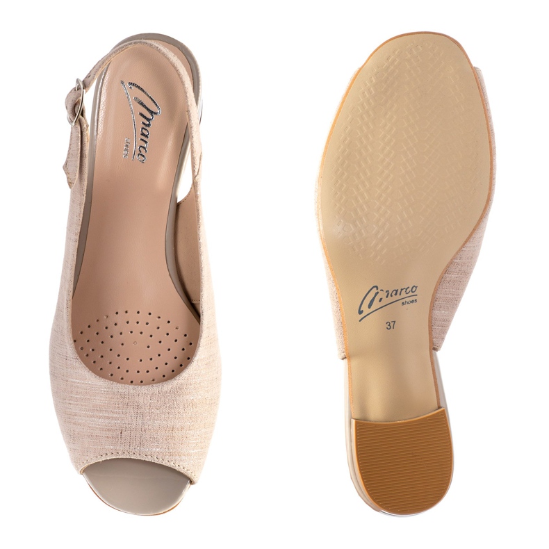 Marco Shoes Bež sandale 0891P sa srebrnim kariranim 1