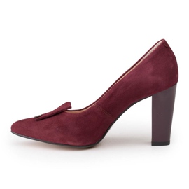 Maroon pumpe od velura Marco Shoes 1008P s ukrasom crvena 2