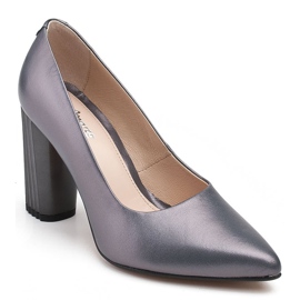 Marco Shoes Sive pumpe s rebrastom petom siva 1