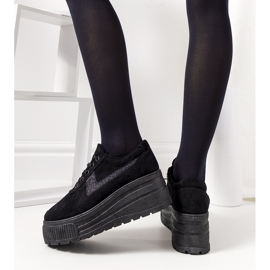 Crne tenisice na visokom botaničkom potplatu crno 1