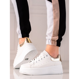 Fashion Modne tenisice na platformi bijela zlatni 1