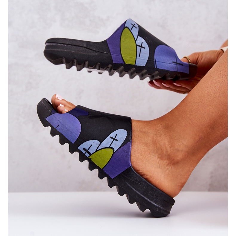 PS1 Gumene papuče s printom Black Monsters crna tamnoplava 1