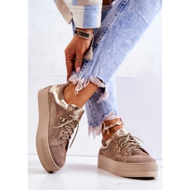 PF1 Kožne sportske cipele na bež platformi Mary Ann 1