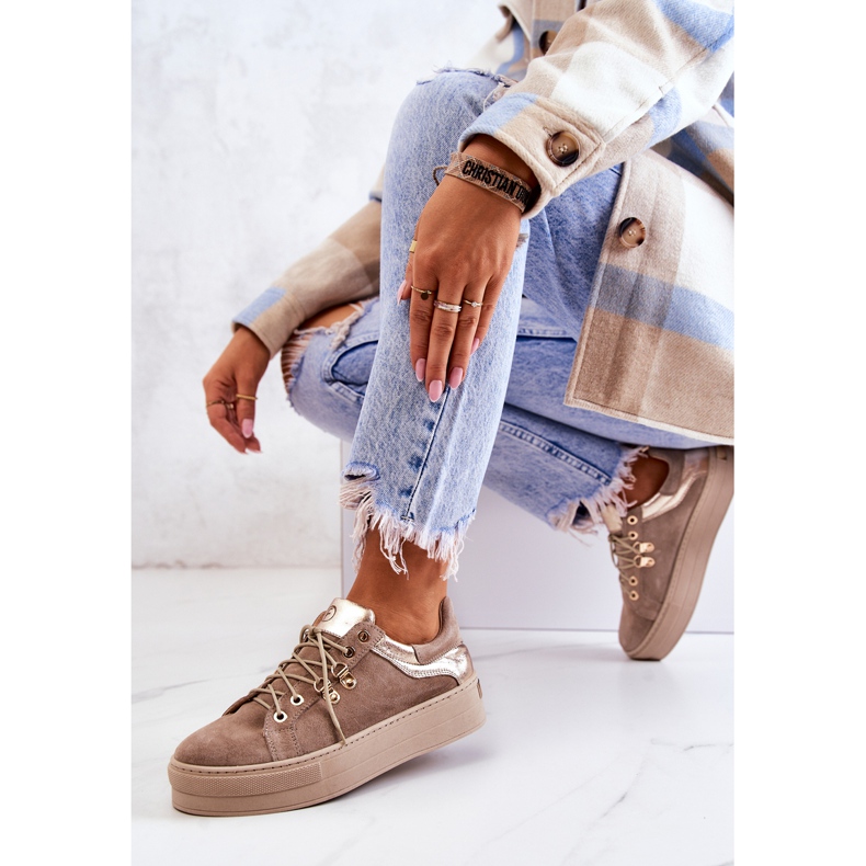 PF1 Kožne sportske cipele na bež platformi Mary Ann 2