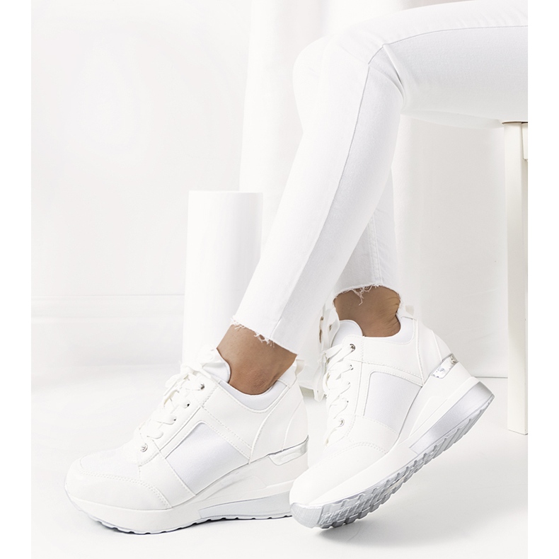 Bijele tenisice na Lockett klin bijela srebro 1