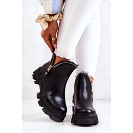 WS1 Kožne čizme s ukrasnim crnim patentnim zatvaračima Deborah crno 1