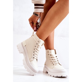 PS1 Faithfull Bež vezane planinarske čizme ekru 2