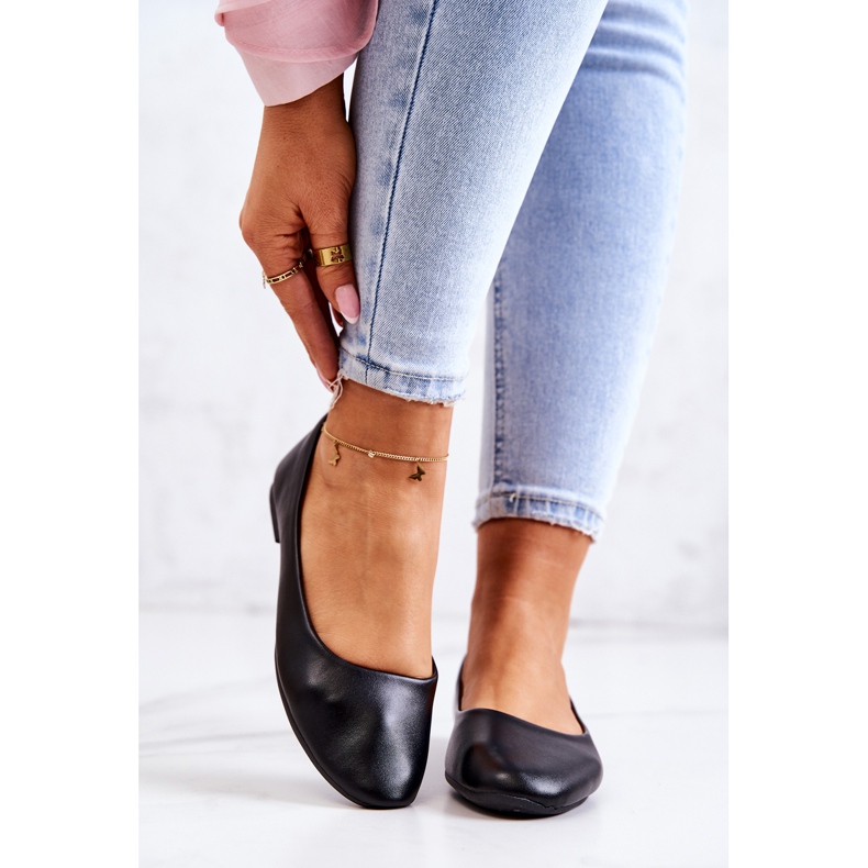 Kožne klasične balerinke crne boje crno 2