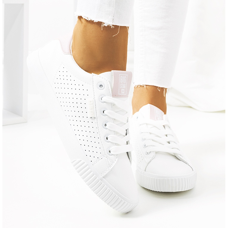 Ženske bijele tenisice Big Star HH274073 bijela ružičasta 2