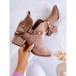 PS1 Ženske čizme od antilopa s lančićima tamno bež Tracy 1