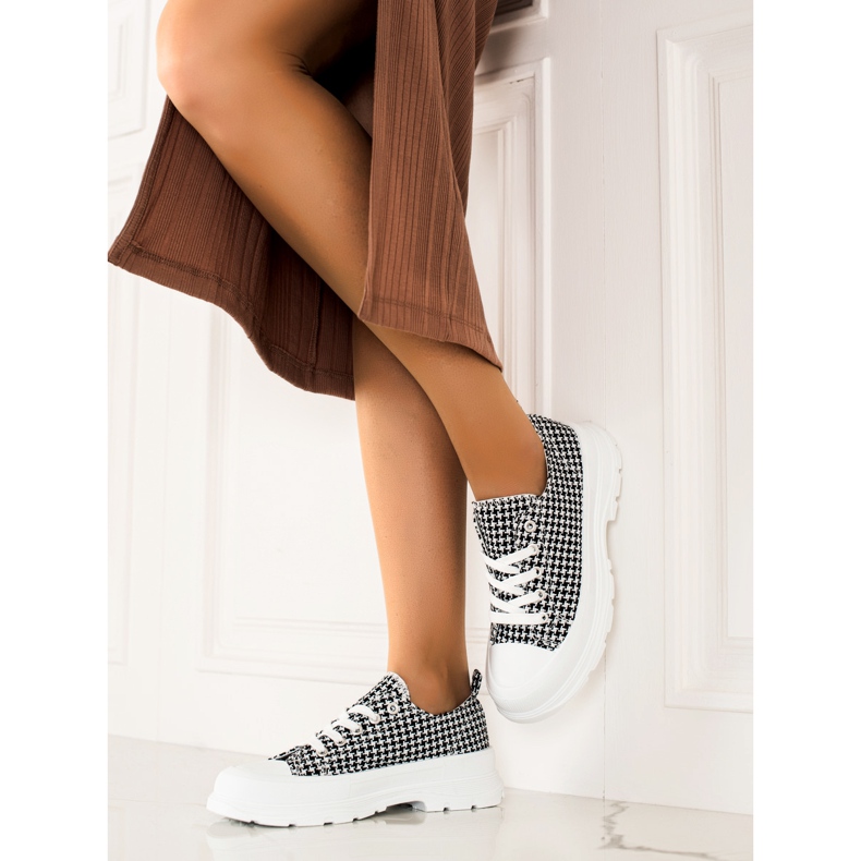 Bona Niske kockaste tenisice bijela crno 2