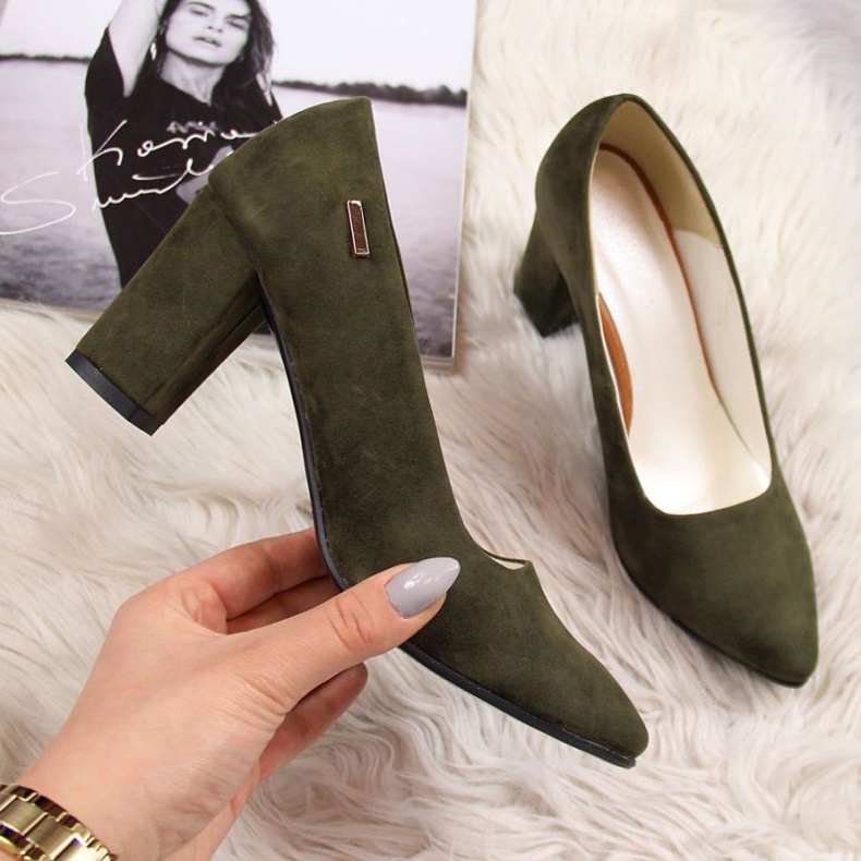 Pumpe na post Monique W AN866J maslina kaki zelena 1