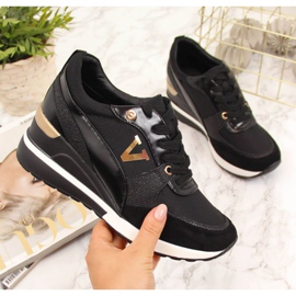 Tenisice na klin Potocki W WM747A crne crno zlatna 1