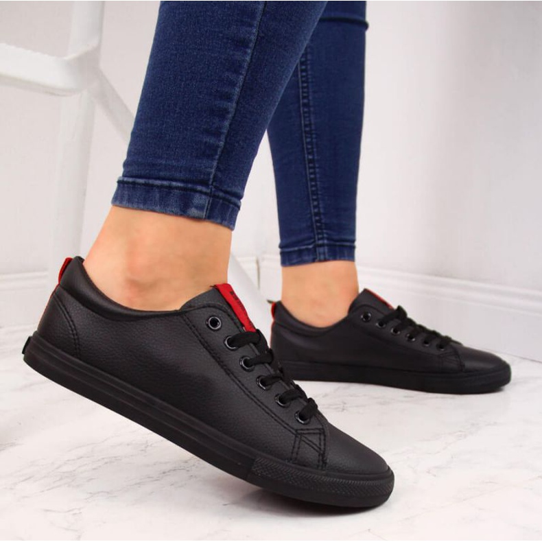 Big Star DD274687 crne niske tenisice od eko kože crna 2