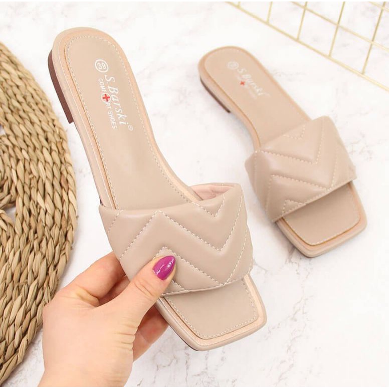 Prošivene papuče S. Barski W OLI103B bež 1