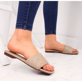 Prošivene papuče S. Barski W OLI103B bež 2