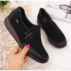 Kožne cipele s klinom, crne W Rieker 44259 crna 1