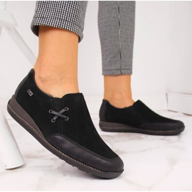 Kožne cipele s klinom, crne W Rieker 44259 crna 2