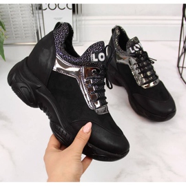 BM Tenisice na skrivenom klinu Navy Dot W WOL9 crne crna 1